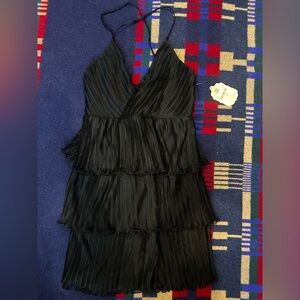 Altar'd State Black Pleated Mini Dress